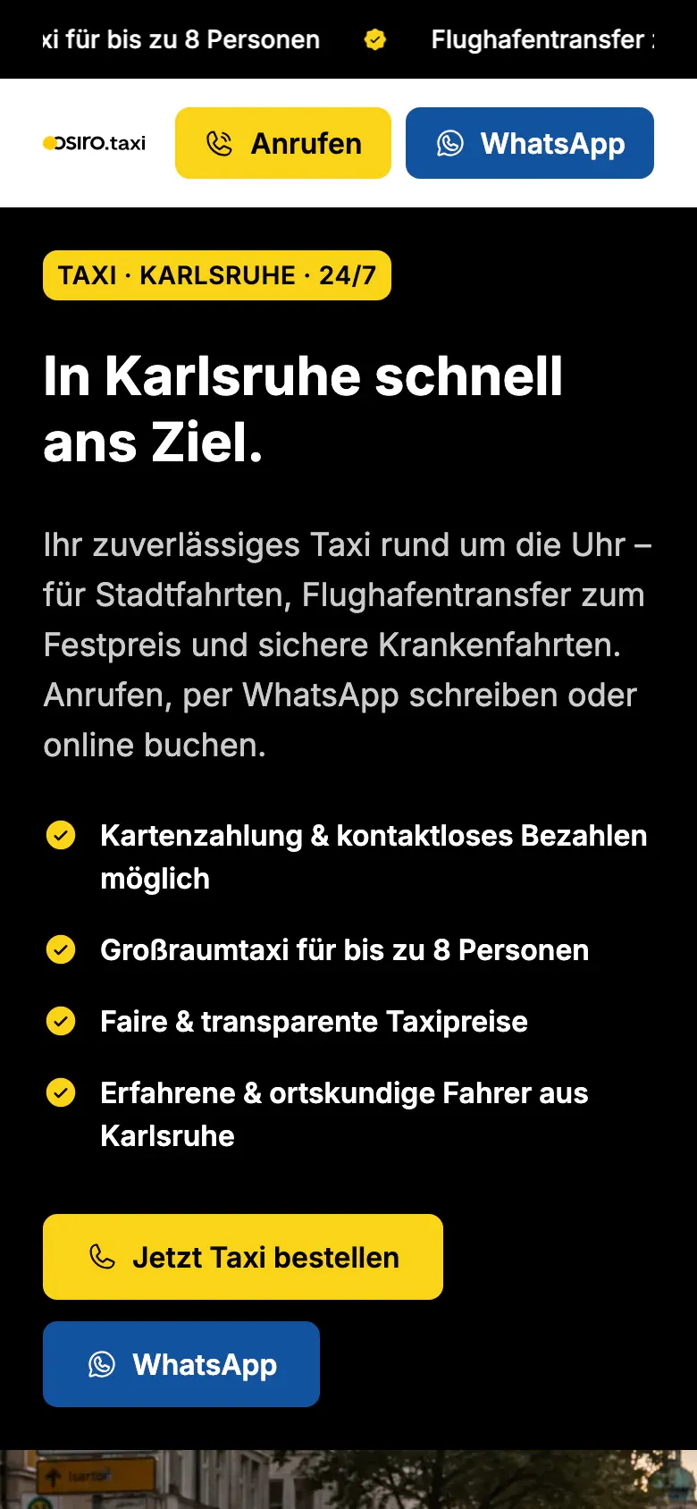 osiro taxi booking funnel: call, WhatsApp, and online booking